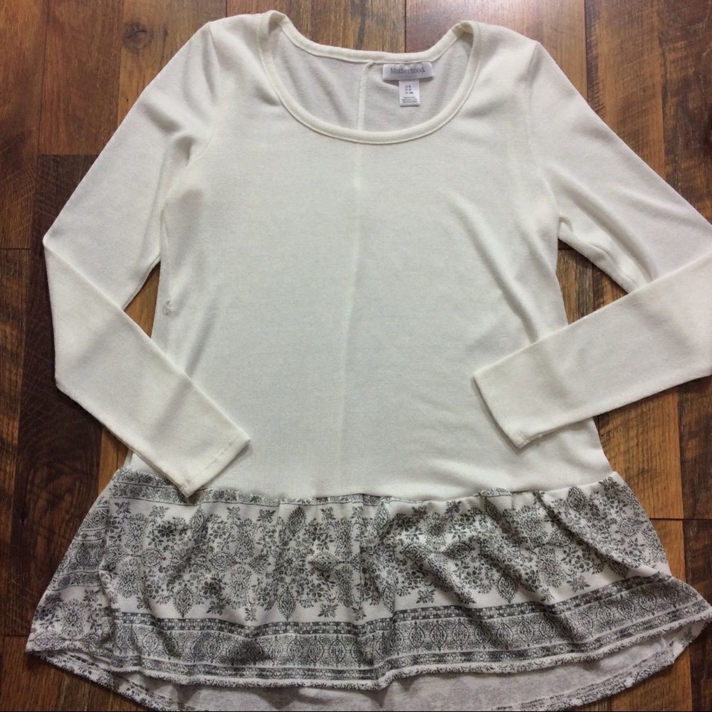 Motherhood Maternity Ruffle Sweater White Small